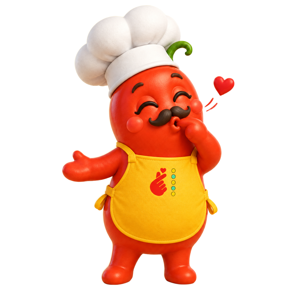 Chef Chip, a cartoon chili in a chef hat