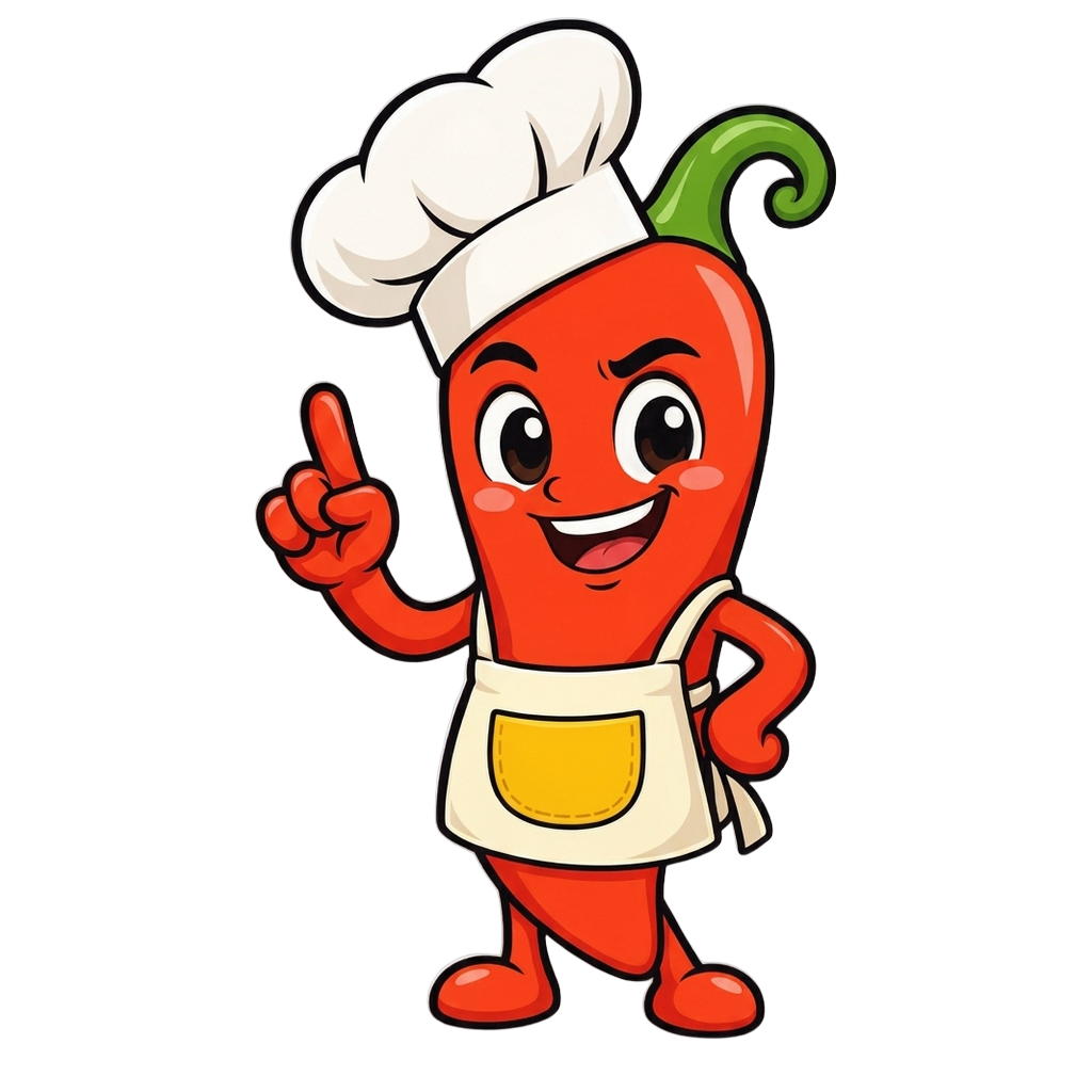 Chef Chip, a cartoon chili in a chef hat